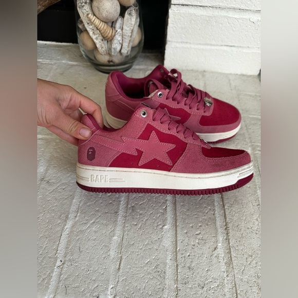 Bape Pink Suede Bapesta Women’s sneakers Size 7 Barbie Rare - Picture 3 of 10